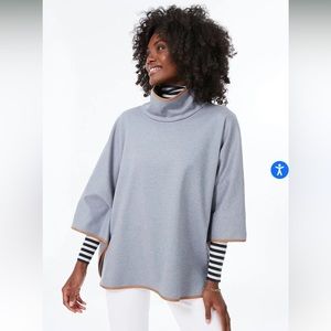 Tuckernuck Leather Trim Poncho in Slate Blue